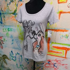 Lady and the Tramp Graphic Scoop Neck T-shirt; Disney; Size XS-S